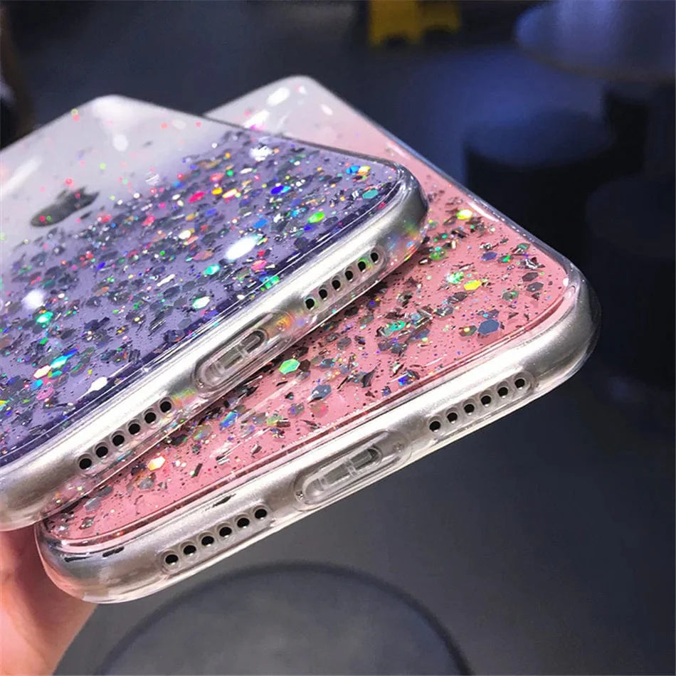 Cute Gradient Sequins Clear Glitter iPhone Case