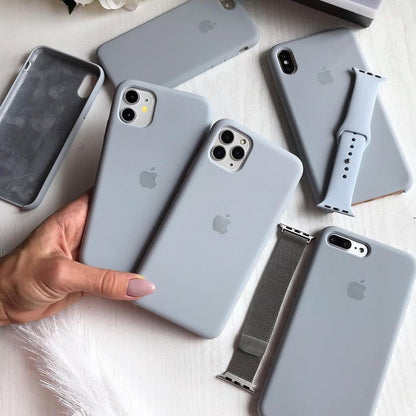 iPhone Silicone Case (Grey Blue)