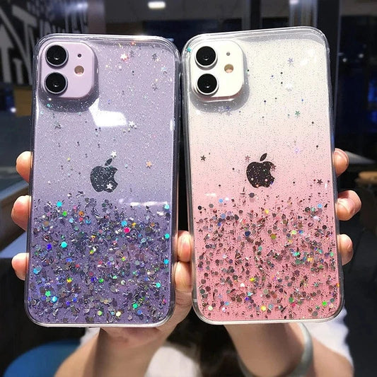 Cute Gradient Sequins Clear Glitter iPhone Case