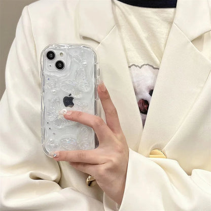 3D Butterfly Crystal Bling Glitter Pearl iPhone Case