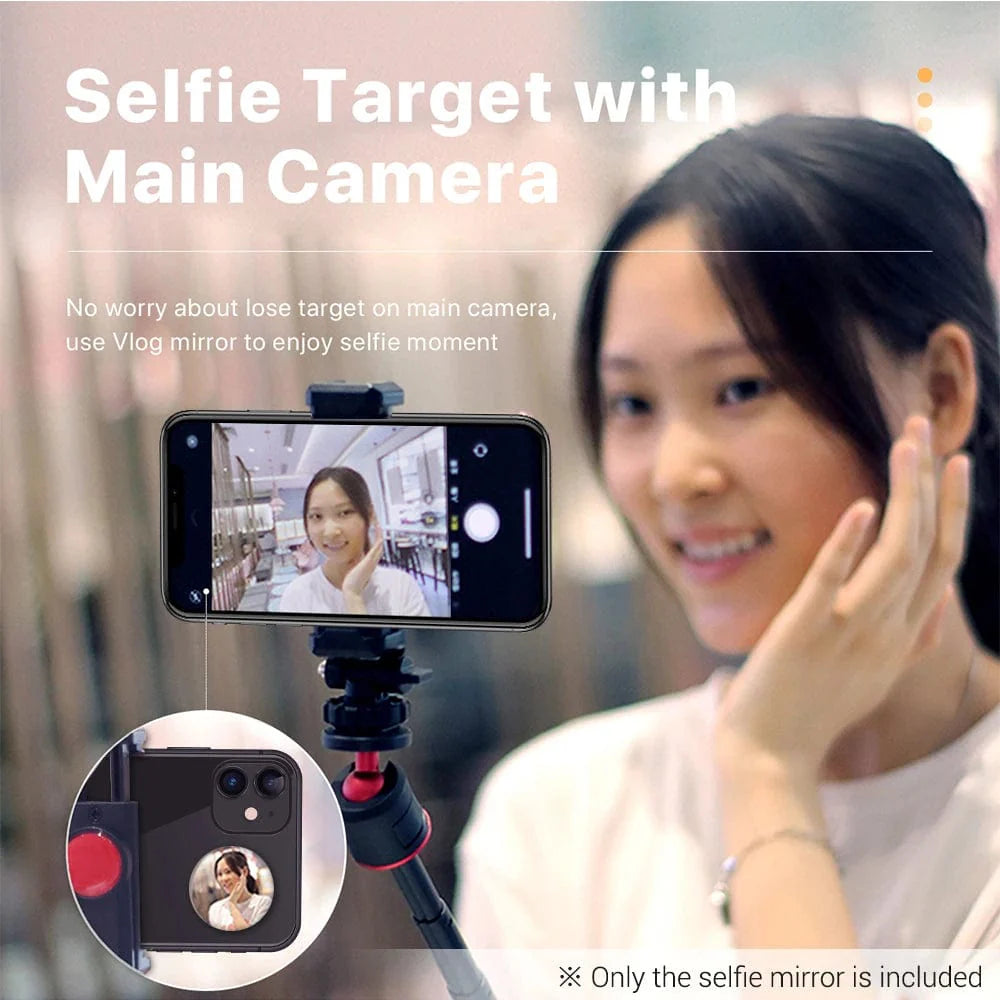 Compact Round Mirror for Smartphone Selfies and Vlogging