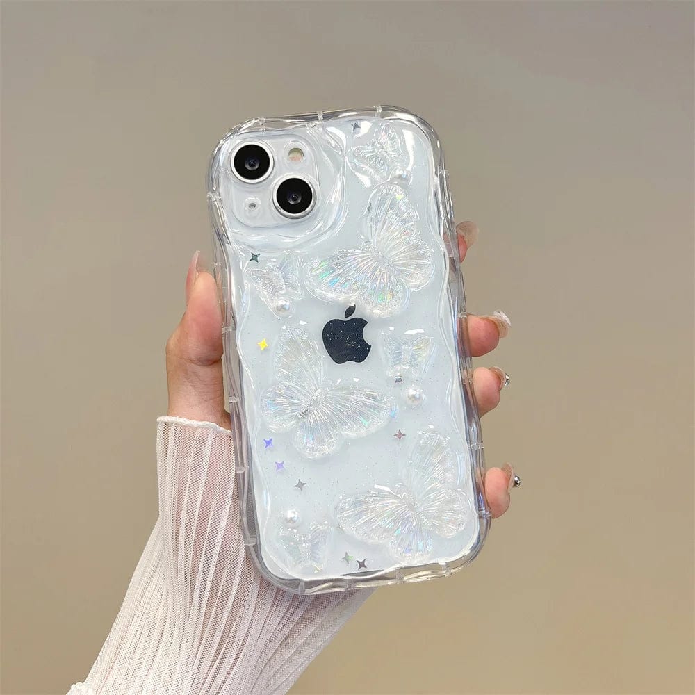 3D Butterfly Crystal Bling Glitter Pearl iPhone Case