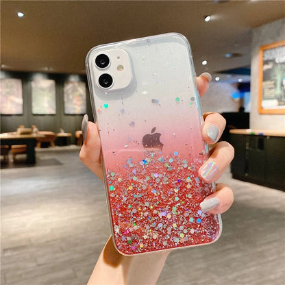 Cute Gradient Sequins Clear Glitter iPhone Case